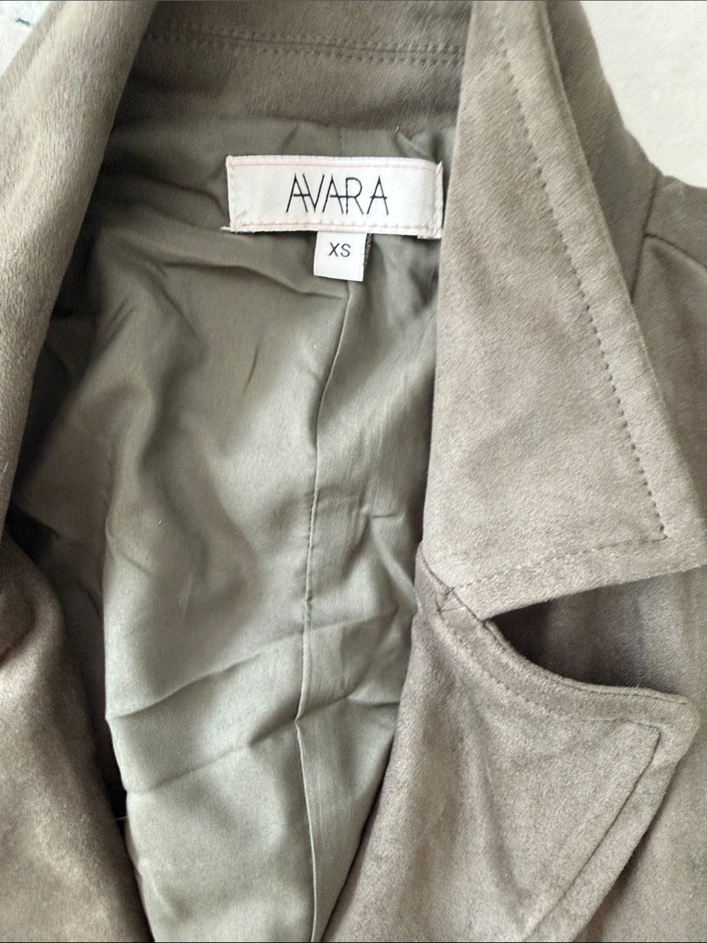 Avara Sleeveless Belted Midi Faux Suede Dress in Olive Green XS - Picture 6 of 6